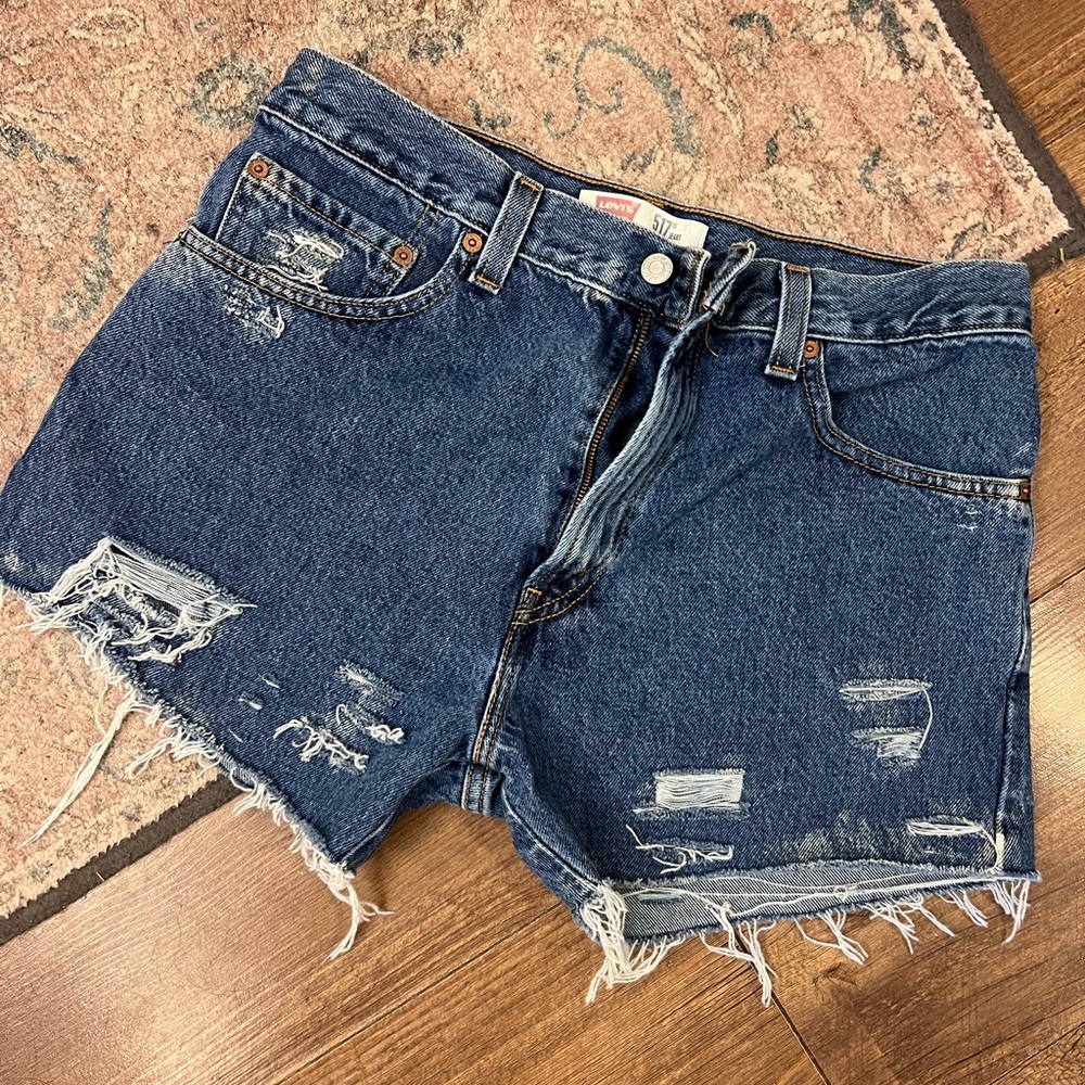 Levi's Blue Distressed Jean Shorts Cut-Off Style